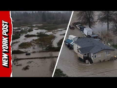 Drone Captures Massive Flooding in Washington as Atmospheric River Slams Region