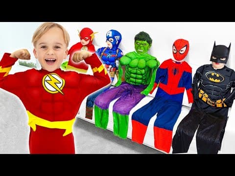 Kid superhero helps everyone and saves the day