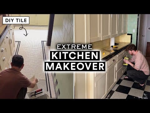 EXTREME 1920’s Kitchen Makeover 🔨 *DIY Tile Floors, Hardware & Vintage Lighting * Ep 2