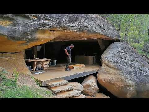 Man Builds Hidden UNDER-ROCK Home in the Jungle | Start to Finish by @BushcraftIdeas-e9q