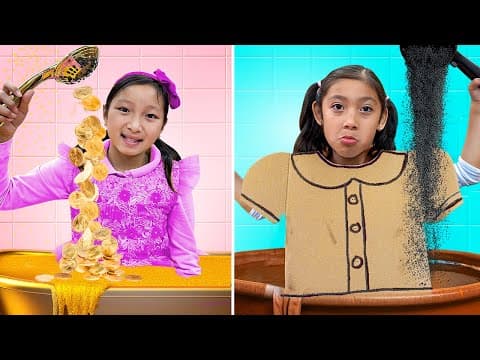 Rich Eva vs Broke Maddie Funny Cardboard Adventure for Kids