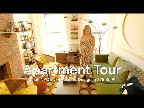 How She Made This Tiny 375 Sq Ft NYC Apartment Feel Way Bigger – FULL TOUR