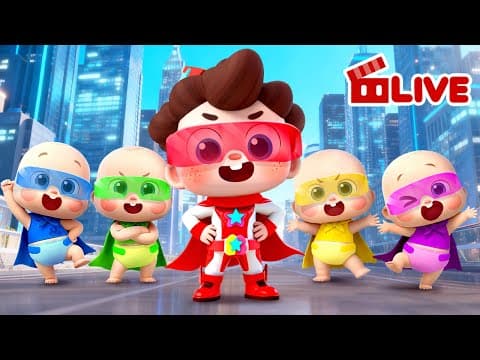 🔴LIVE | Superhero Song | Kids Turn into Superheroes | Nursery Rhymes & Kids Songs | BabyBus