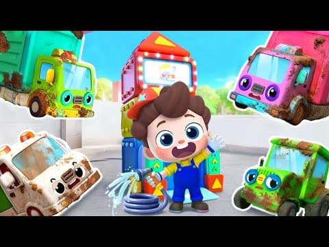Let's Wash the Cars🚜🛻🚓 | Learn Street Vehicles for Kids | Nursery Rhymes & Kids Songs | BabyBus
