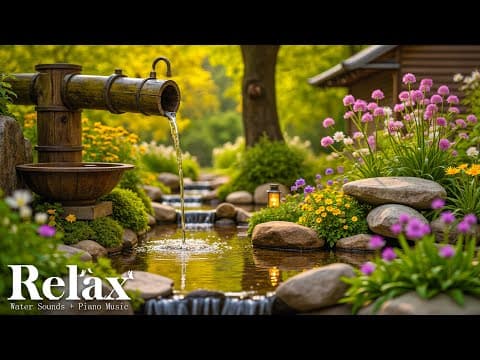 Relaxing Music + Bamboo Water Sounds 🌿 Deep Sleeping Music, Stress Relief, Calm the Mind, Spa BGM
