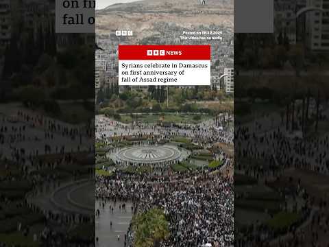 Syrians celebrate one year since fall of Assad regime. #Syria #Damascus #BBCNews