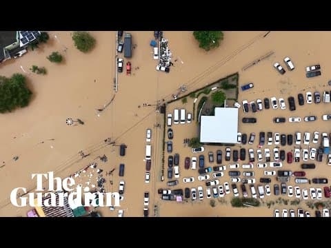 Aerial video shows buildings and cars in Thailand submerged in heavy flooding