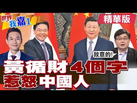 新加坡在中日之間故意偏袒 中國人感到反感噁心?黃循財已非昔日星國路線 大國博弈小國該安靜?|【#世界我嘉1】精華版@全球大視野Global_Vision @中天電視CtiTv
