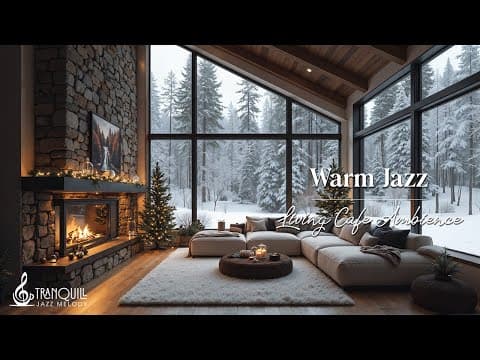 Warm Coffee Cabin Jazz | Warm Fireplace with Coffee Ambience & Smooth Piano Jazz for Work & Relax