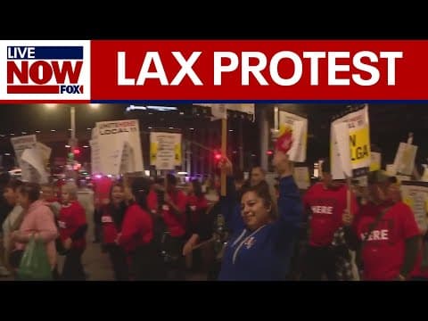 LAX airline catering workers stage protest amid travel rush