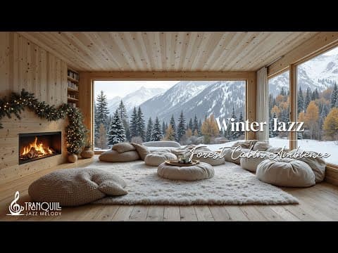 Cozy Winter Wooden Coffee Shop Jazz | Soft Jazz Music with Warm Fireplace in Living Room For Relax