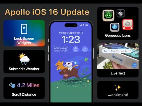 Apollo for Reddit iOS 16 Update! Lock screen widgets, Live Text, Weather, Scroll Distance, and more!