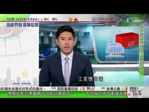 TVB午間新聞|立法會選舉投票率較上屆高1.7個百分點 江旻憓當選旅遊界議員|尼日利亞尋求成為金磚正式成員|內地出口扭轉跌勢 以美元計價11月份按年升5.9%|TVB News