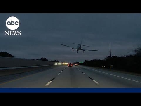 Plane crash lands on I-95 in Florida, hits car