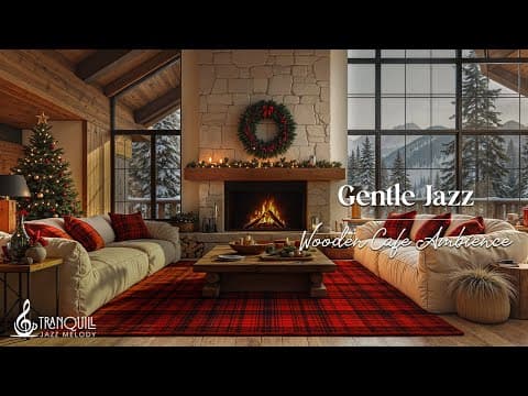 Cozy Wooden Cabin Christmas Jazz|Warm Firelight With Snowy Mountain Peace For Gentle Holiday Comfort
