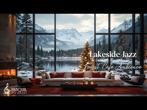 Tranquill Lakeside Christmas Jazz | Beautiful Winter Forest Cafe with Living Coffee Shop Ambience