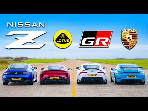 Nissan Z v Porsche GT4 RS v Toyota Supra v Lotus Emira: DRAG RACE