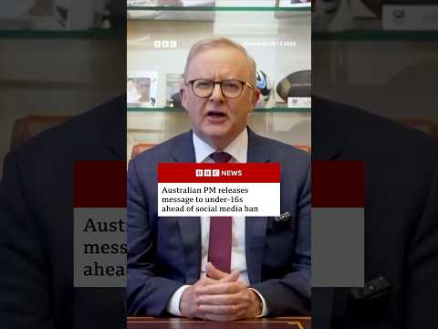 Australian PM's message to under-16s ahead of social media ban. #Australia #BBCNews