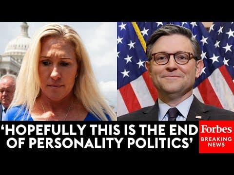 House Speaker Mike Johnson Reacts After Marjorie Taylor Greene Effort To Oust Him Fails