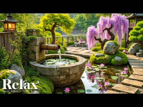 Healing of the Mind 🌿 Bamboo Water Sounds & Relaxing Music, Anxiety Relief
