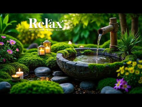 Relaxing Piano & Bamboo Water Fountain 🌿 Insomnia Relief, Calm Anxiety & Deep Relaxation
