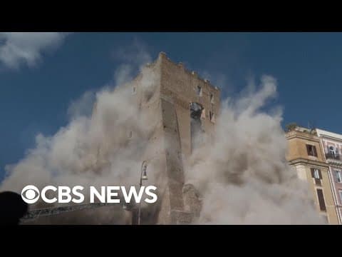 Collapse of medieval tower in Rome captured in videos
