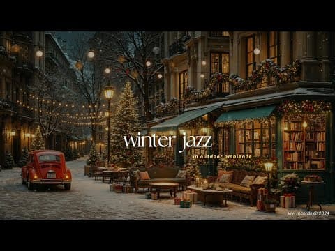 Winter Jazz Playlist | Perfect for a Lazy Workday | Cozy Outdoor Book Cafe Ambience for Chill, Relax