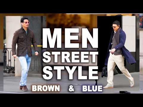 Men’s Street Style Autumn. Brown vs Blue Outfits. Smart Casual & Old Money