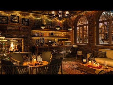 Cozy Jazz Music & Snow Night at Coffee Shop Ambience with Smooth Piano Jazz Music for Stress Relief
