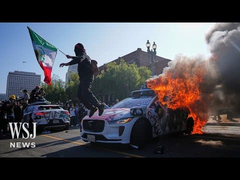 Watch: Los Angeles Protestors Target Waymo Driverless Cars | WSJ News