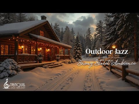 Relaxing Outdoor Winter Jazz | Snowy Christmas Street Ambience with Gentle Background Jazz Music