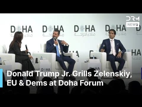Donald Trump Jr. Grills Zelenskiy, Defends Trump Policy, Praises Qatar & Musk at Doha Forum | AC1G