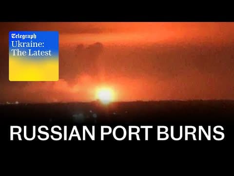 Russian seaport near Kerch bridge 'explodes' & war drones fly towards Zelensky’s plane