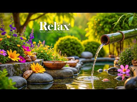 Relaxing Music + Bamboo Water Sounds 🌿 Calming Music for Sleep, Eliminate Stress, Meditation Music