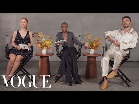 Ariana Grande, Cynthia Erivo, & Jonathan Bailey Ask Rapid-Fire Questions | Off the Cuff | Vogue