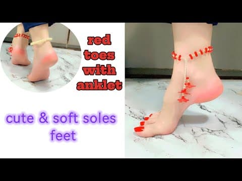 🌟💃 Charming Red Toes | Anklet Glow & Gentle Soles #feet #foot #anklets