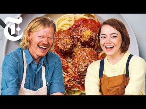 Emma Stone and Jesse Plemons Learn How To Cook Spaghetti and Meatballs | NYT Cooking