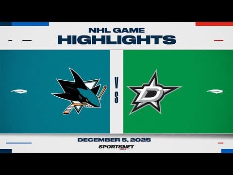NHL Highlights | Sharks vs. Stars - December 5, 2025