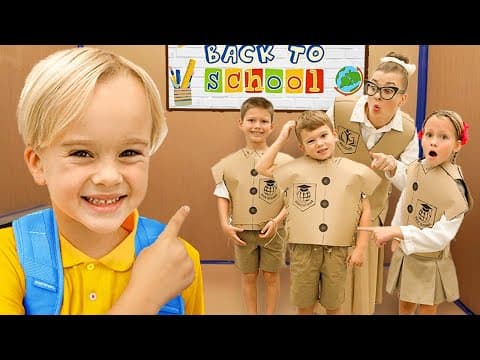 Cardboard School Stories for kids with Chris and friends!