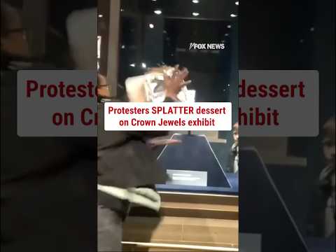 Protesters SPLATTER dessert on Crown Jewels exhibit #shorts #us #news #protest