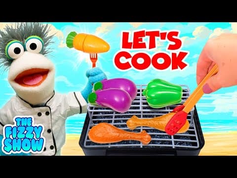 Fizzy & Phoebe's Pretend Cooking Yummy Lunch On Summer BBQ Grill |The Fizzy Show Videos