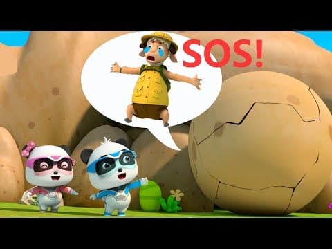 Super Panda's Chased by a Big Rock | Super Panda Rescue Team | Kids Song | BabyBus Cartoon