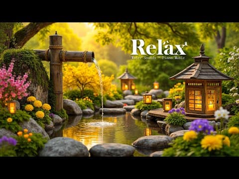 Healing Music for Inner Peace 🌿 Peaceful Piano with Bamboo Water Sounds to Calm Anxiety & Depression