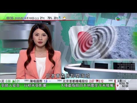 無綫TVB 0030新聞報道|雅居樂表示接獲清盤呈請|日本青森地震 增至最少50人傷 北海道新千歲機場約200名旅客滯留|KK園區電騙|公安部公開通緝百名「金主」及骨幹 懸賞追捕緬北四大家族頭目|