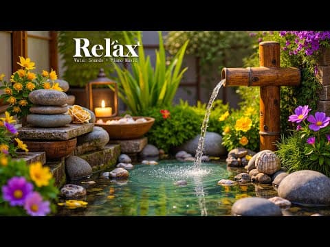 Relaxing Sleep Music + Bamboo Water Fountain 🌿 Insomnia Relief, Calm Anxiety and Sleep Instantly