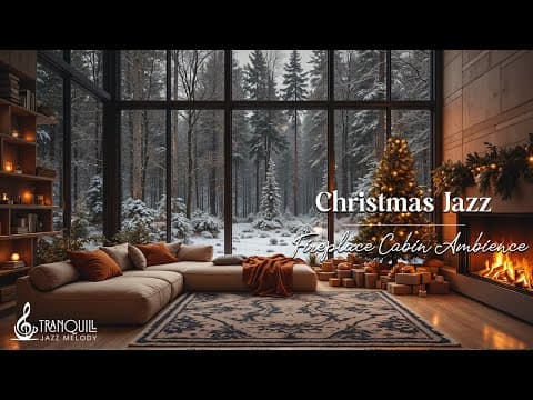 Cozy Forest Christmas Jazz | Warm Fireplace in Coffee Shop Ambience with Soft Jazz for Relaxing