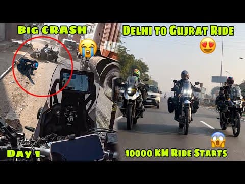 Delhi to Gujrat Ride par bada CRASH 😫 10000 KM chalne se pehle hi apna bhai gir gya 😭 Udaipur phuche