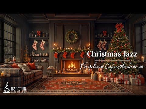 Sweet Christmas Jazz In Pine Forest Cafe | Winter Coffee Shop Ambience with Fireplace & Soft Jazz