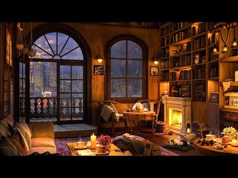Cozy Coffee Shop 4K ☕ Relaxing Piano Jazz Music for Studying and Working