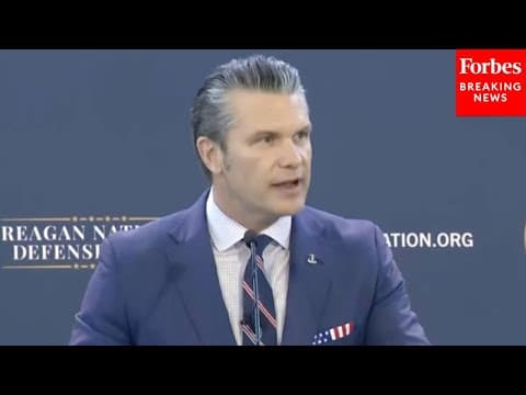 Pete Hegseth Trashes 'Weakness, Wokeness, War' During Reagan National Defense Forum